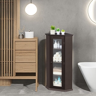 Modern Glass Doors Storage Cabinet, Free Standing Bathroom Cabinet ...