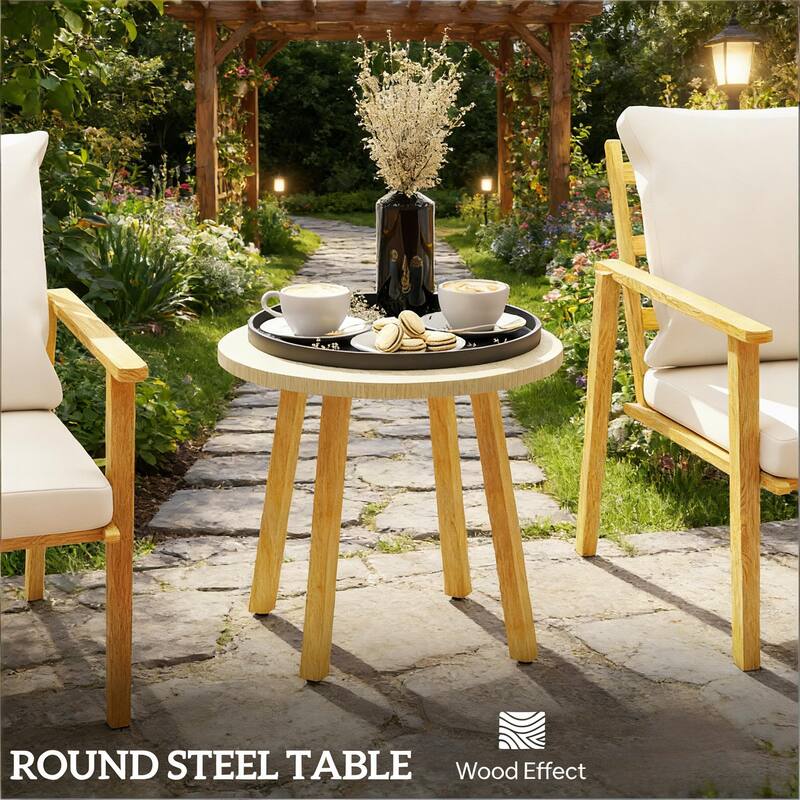 GDFStudio - Alaric Nordic-Inspired Compact Outdoor Bistro Lounge Set - 3 Piece