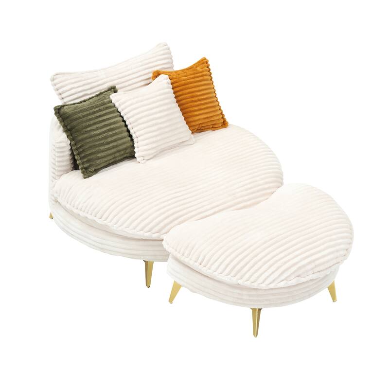 Modern 65-Inch Corduroy Loveseat with Metal Trim, Perfect for Apartments & Offices