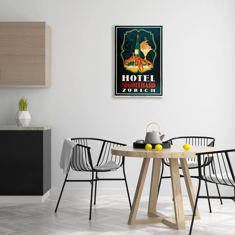 Stupell Vintage Hotel Zurich with Lobster Canvas Wall Art Design By Marcus Jules
