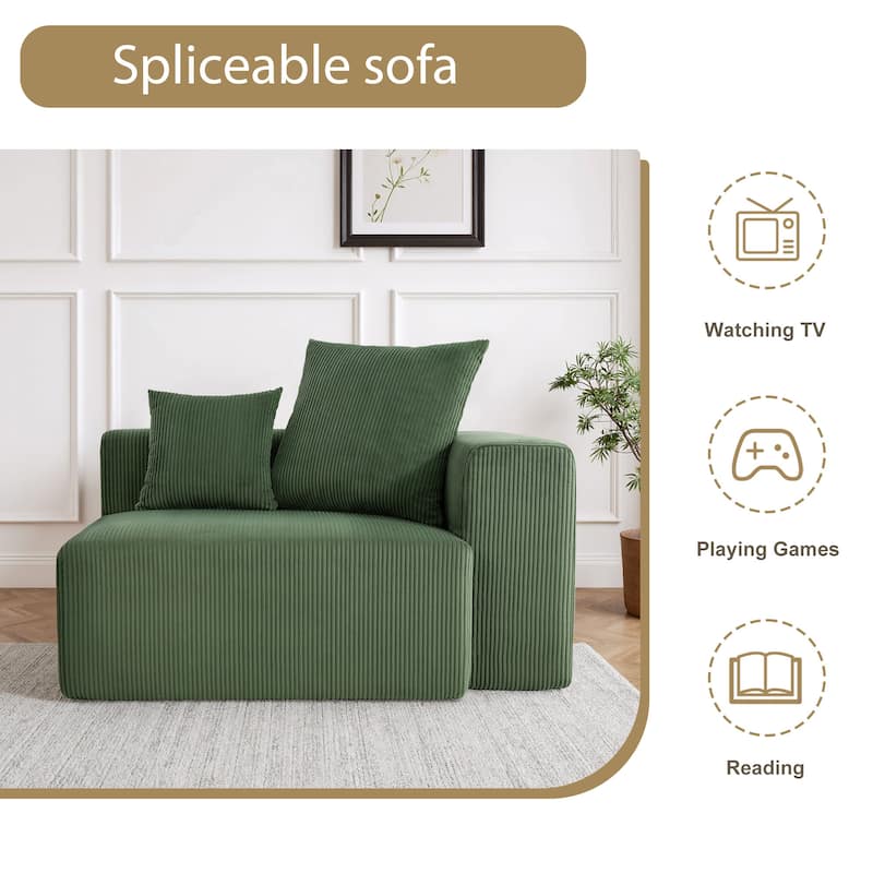 Corduroy Upholstered Modular Sectional Sofa with Ottoman