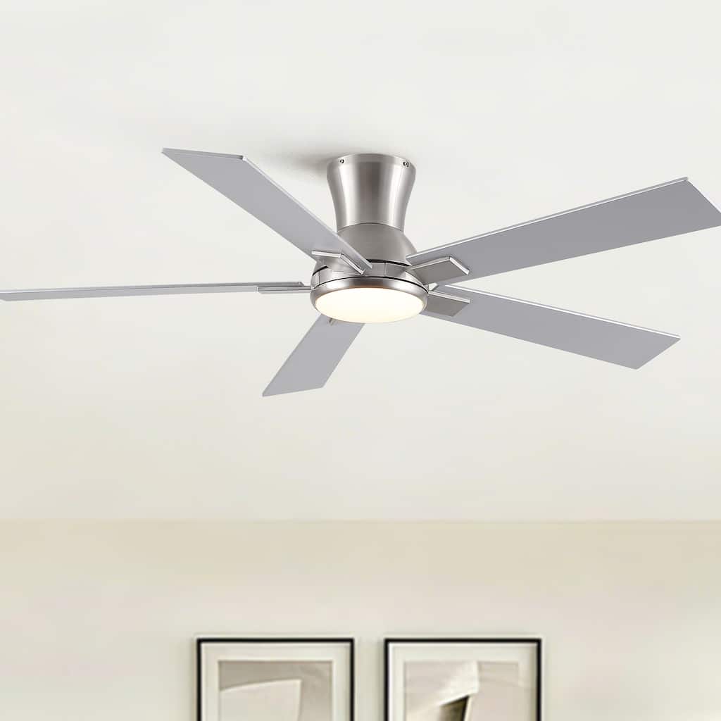 52" Flush Mount Ceiling Fan with Dimmable Lights & Remote Control