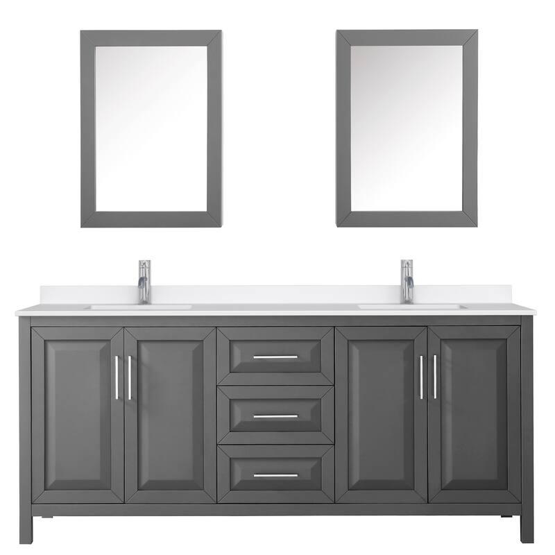 Daria 80-inch Double Vanity, Single Hole Quartz Top, Med Cabinets