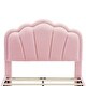 preview thumbnail 50 of 53, Twin/Full Size Upholstered Bed Frame, Flower-Shape Headboard with LED Light Strip, Sherpa Fabric Platform Bed