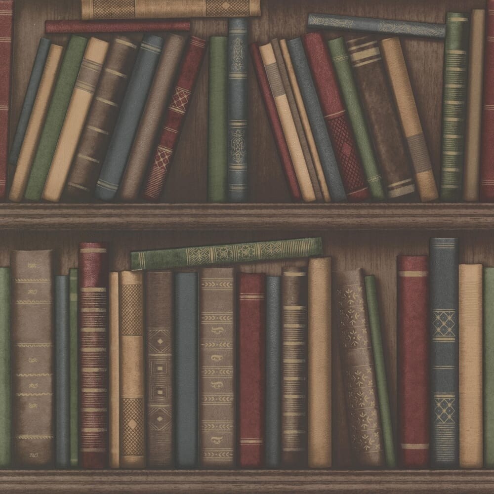 Shop Brewster 2604 21229 Atheneum Burgundy Antique Books Wallpaper