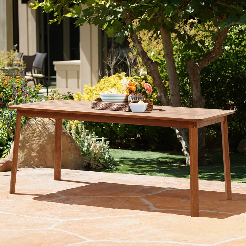 6-Person 70.5" Wide Outdoor Wooden Rectangular Dining Table