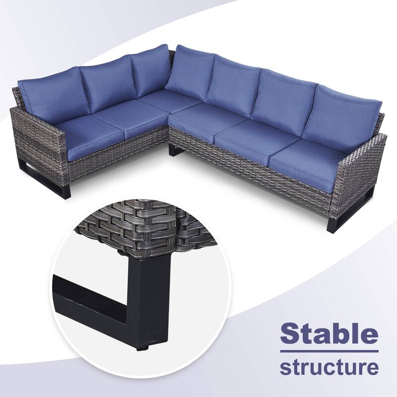 Gymojoy L-Shaped Outdoor Corner Sectional Sofa 6-seats Couch Conversation Set