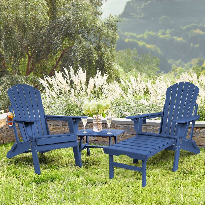 Vrakae Folding and Adjustable Adirondack Chair with Ottoman Set of 2