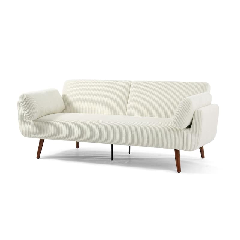 73.5 Inch Futon Sofa Bed Convertible Upholstered Couch Sleeper - Beige