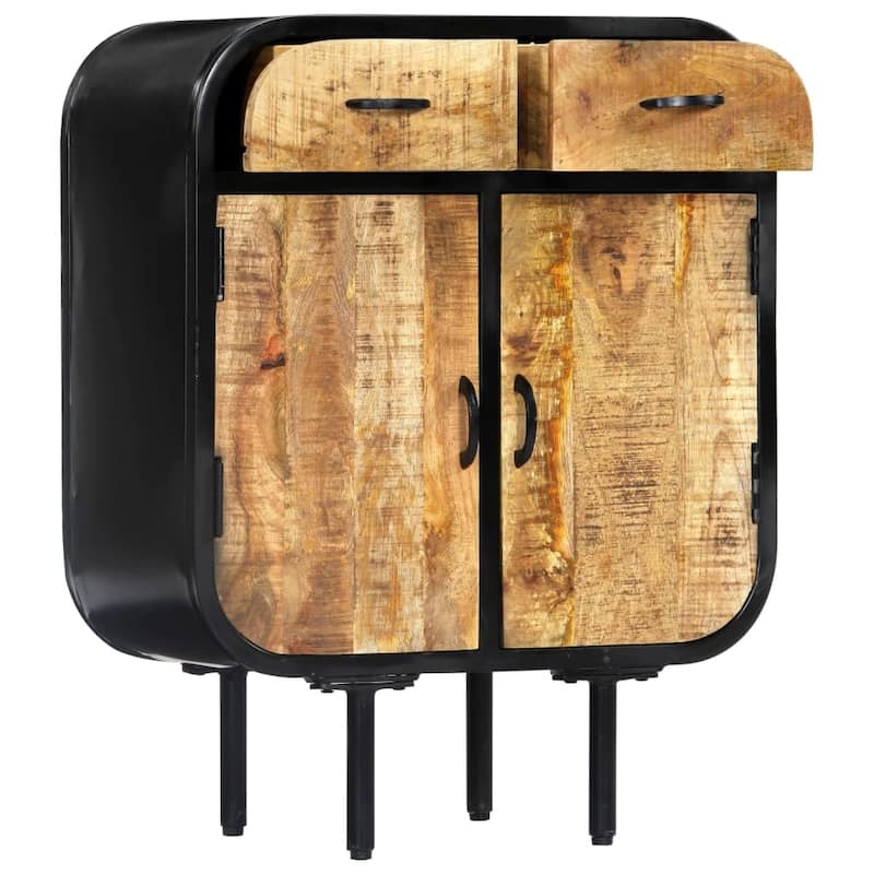 vidaXL Sideboard 23.6"x11.8"x29.5" Solid Mango Wood and Iron