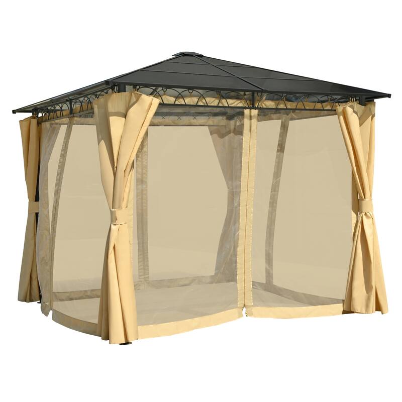 Outdoor Gazebo w/ Aluminum Frame,Mosquito Netting and Privacy Screens
