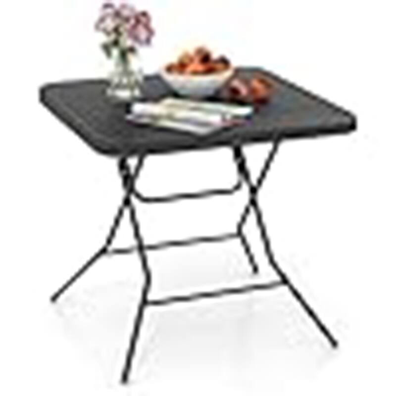 2.6 FT Folding Picnic Table Square Patio Dining Table - Black