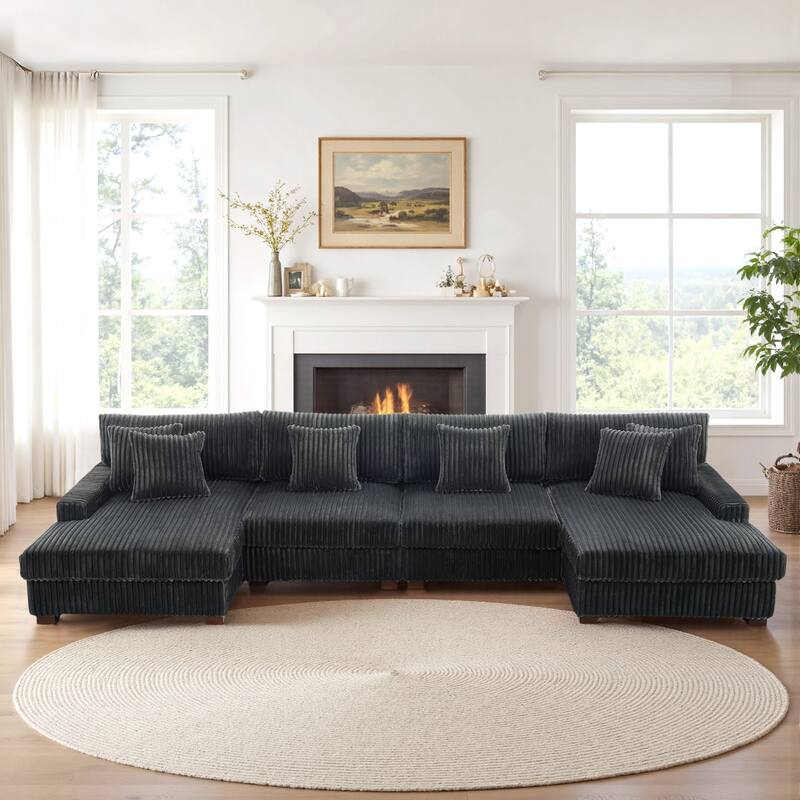 Anne 150" W Oversized Upholstered Modular Sectional Sofa - Grey-Type 2 - Symmetrical
