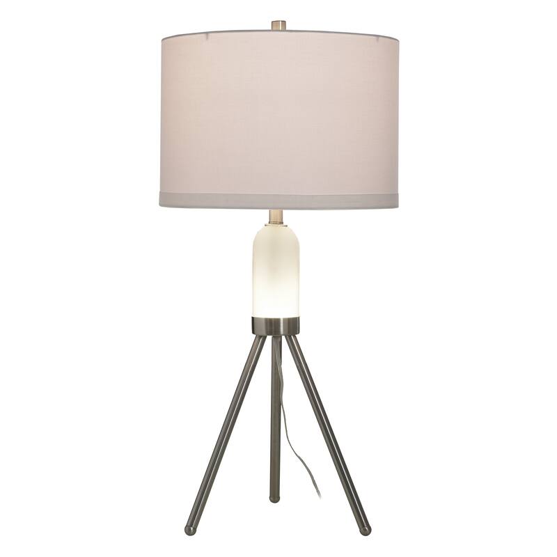 StyleCraft Orion Tripod Table Lamp - Brushed Nickel - White Shade