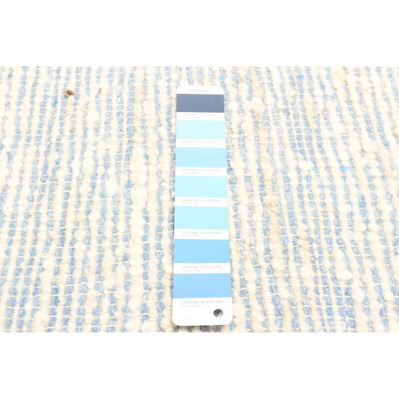 ECARPETGALLERY Braid weave Sienna Light Blue Wool Rug - 5'1 x 8'1