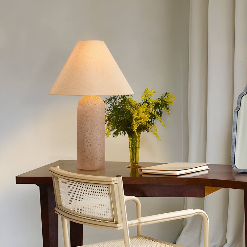 Ceramic Table Lamp with Drum Linen Shade
