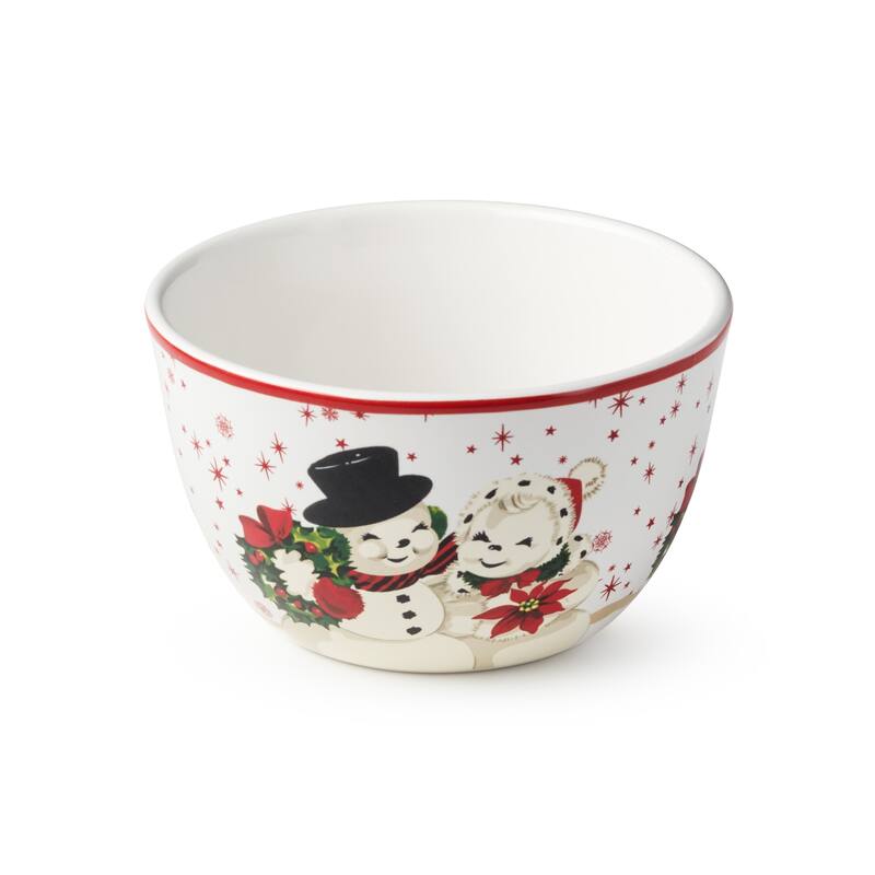 Certifed International Santa's Retro Christmas Set of 4 Ice Cream/Dessert Bowls 5.25" x 3" Assorted Designs