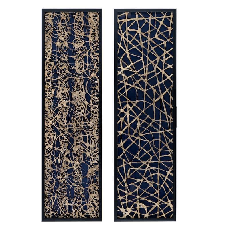 Rectangular Shaped Rice Paper Shadow Box Decor Wall Art(Set of 2)