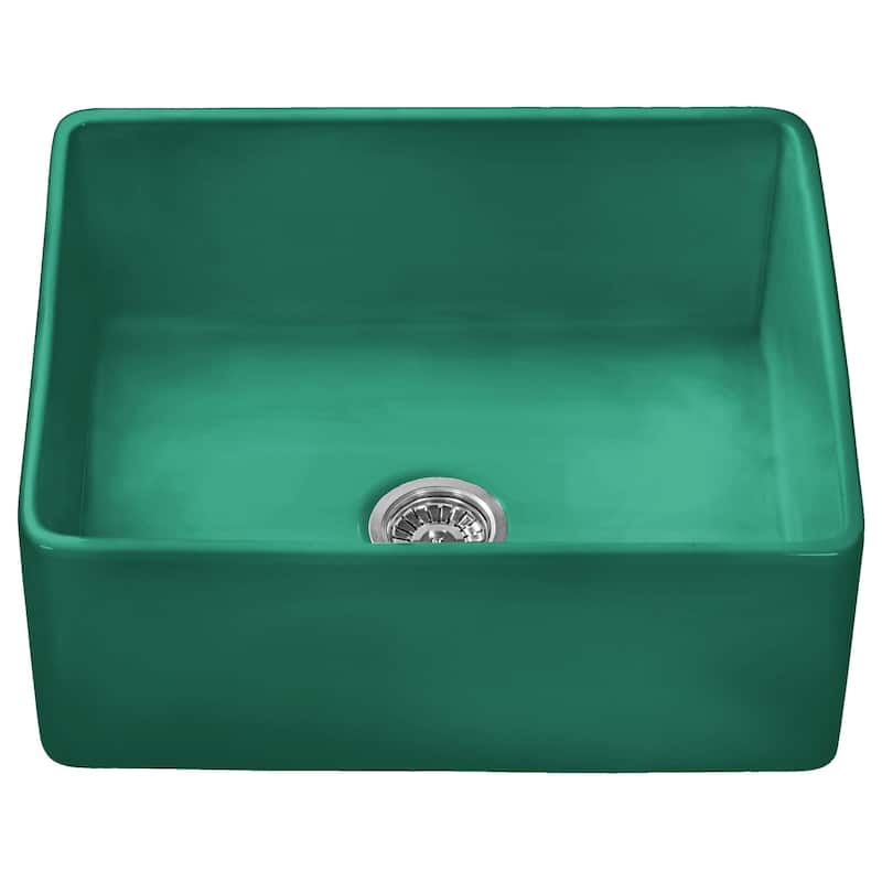 Ruvati 23-inch Fireclay Farmhouse Kitchen Laundry Sink Single Bowl - Emerald Green - RVL2468EG
