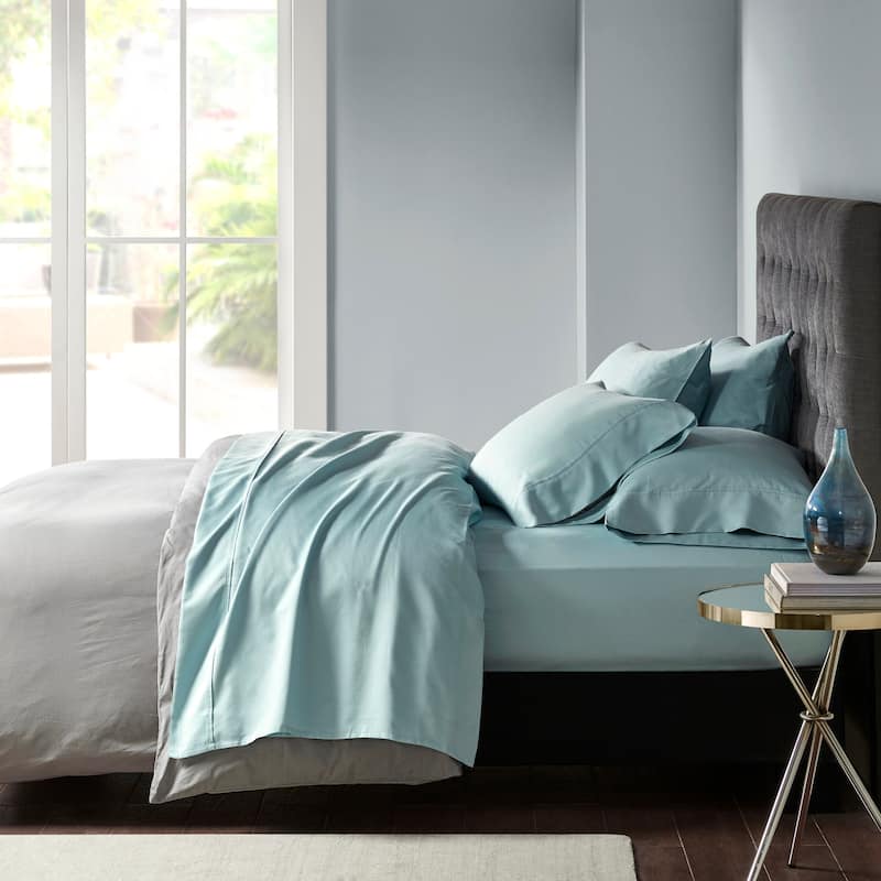 Madison Park 800 Thread Count Cotton Blend Sateen Sheet Set - Queen - Aqua