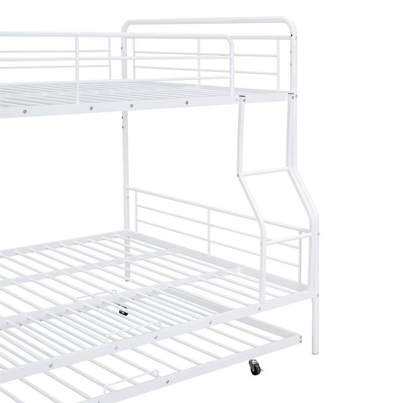Modern Full XL Over Queen Metal Bunk Bed with Twin Size Trundle