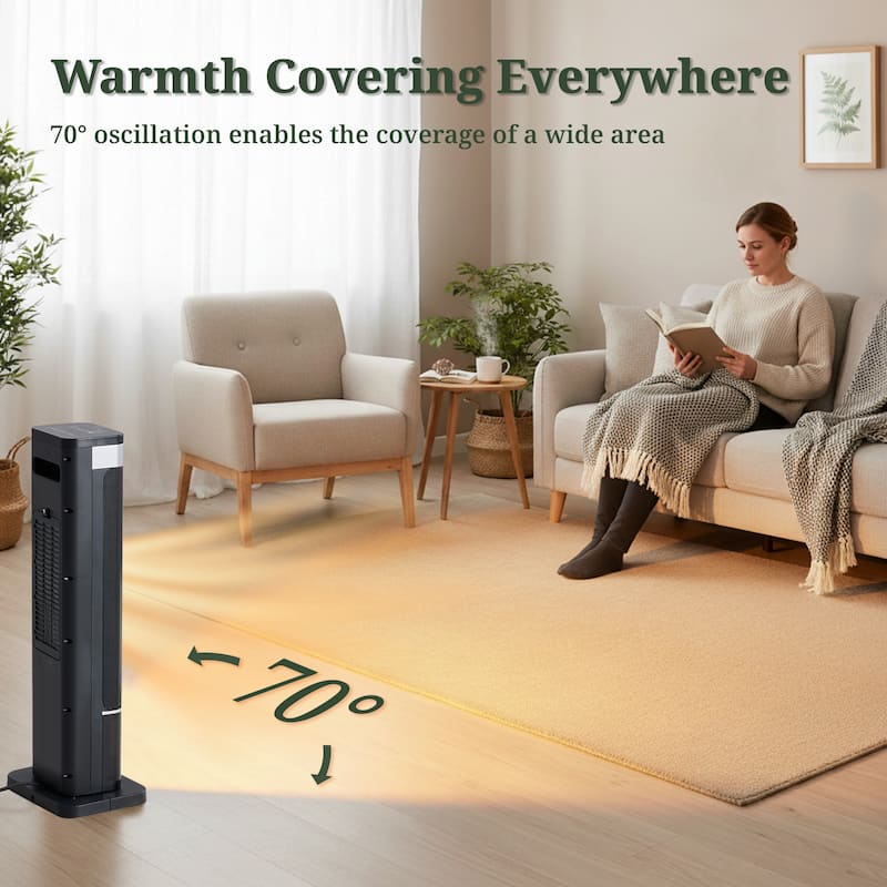 Space Heater, Electric Heaters with Thermostat and Remote, 1500W PTC Ceramic Fast Safety Heat for Office Bedroom Home