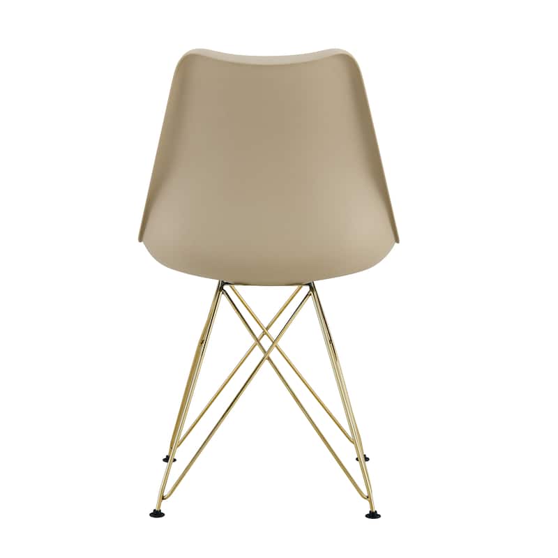 Modern Dining Chairs with Shell Lounge Plastic Seat and Golden Steel Legs Kitchen Chairs,Set of 4