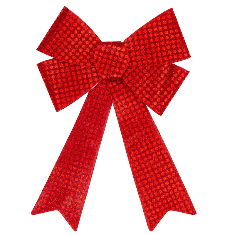 17.5" LED Lighted Red Sequin Bow Christmas Decoration