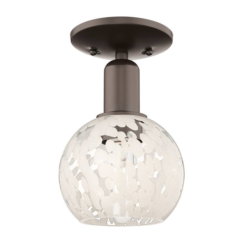 Innovations Lighting Endless Possibilities Arcadia - White Mouchette - 1 Light 6" Semi-Flush Mount - Oil Rubbed Bronze