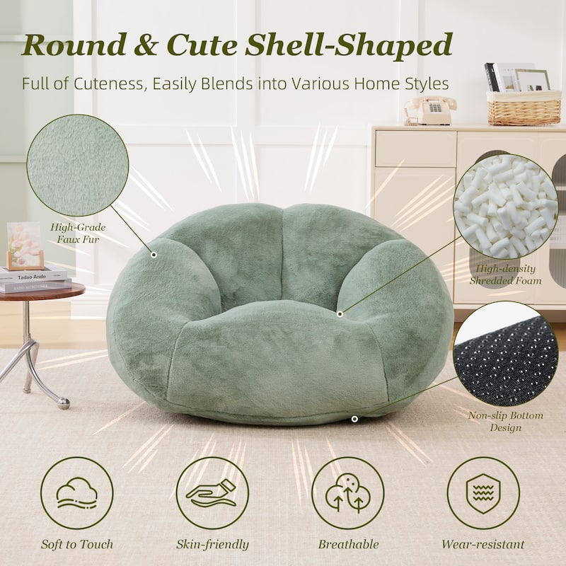 HOMEFUN Fabric Upholstered Oversized Round Comfy Bean Bag Lazy Sofa for Living Room