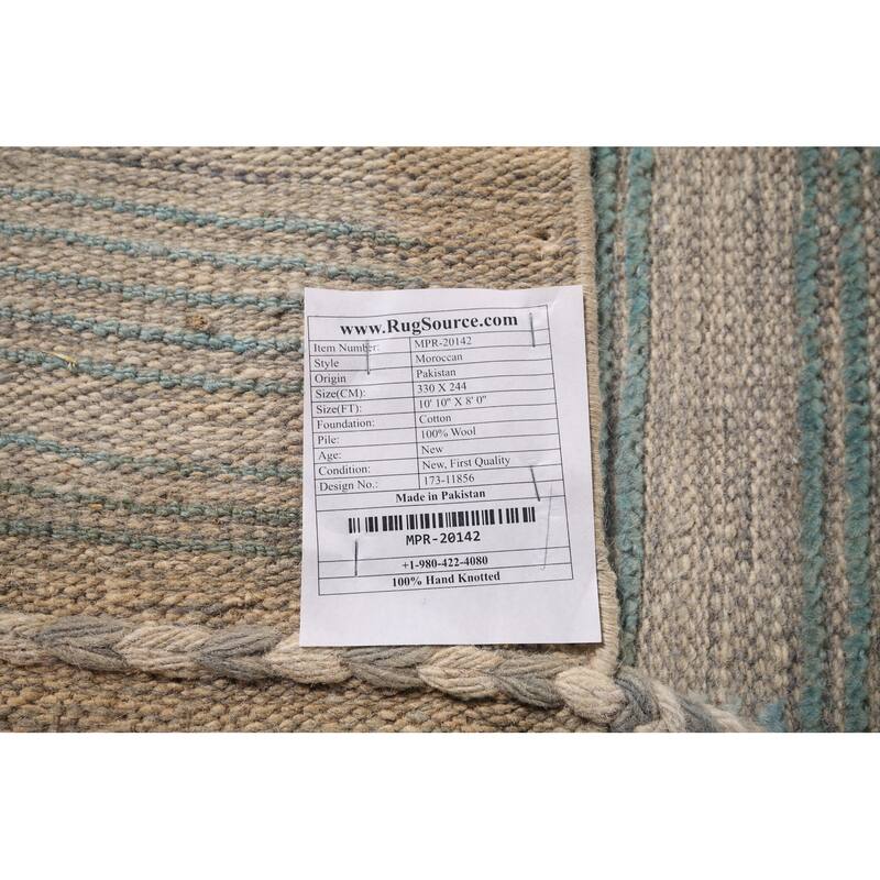Earth Tone Moroccan Modern Area Rug Hand-Knotted Wool Carpet - 8'0"x 10'10"