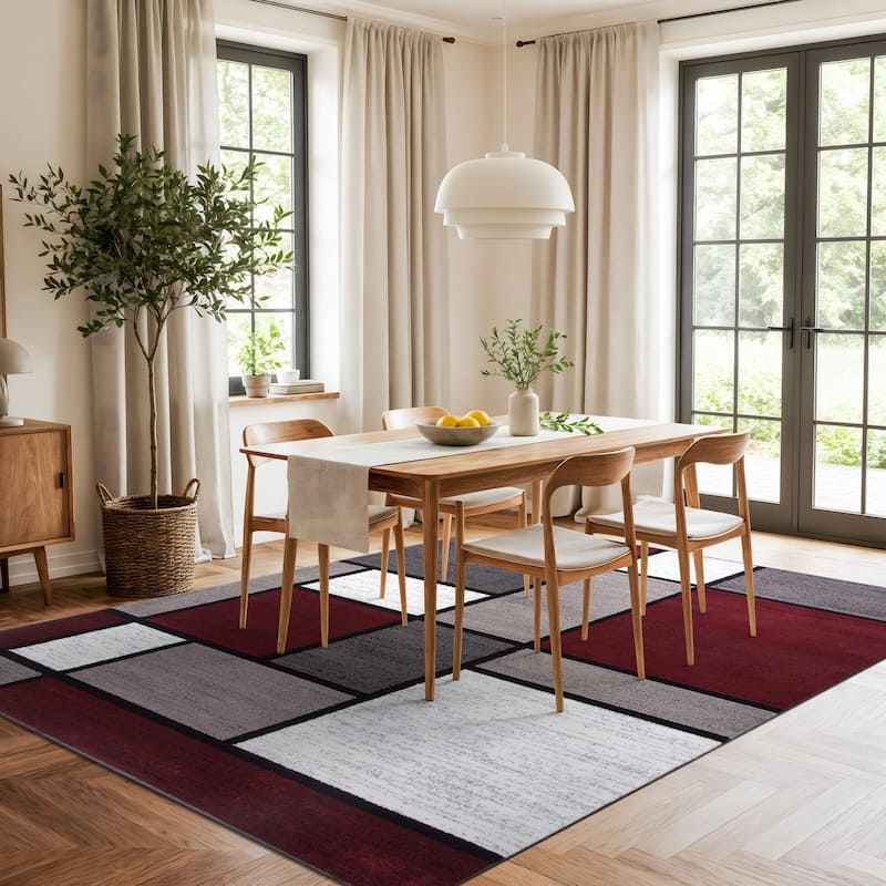 World Rug Gallery Contemporary Modern Boxed Color Block Area Rug