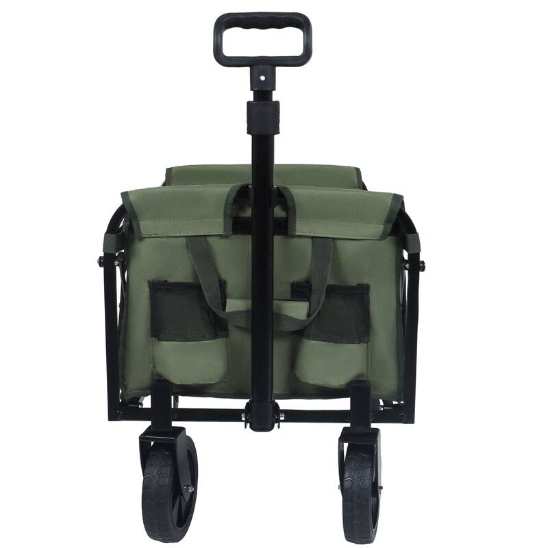 Expandable Dual-Layer Utility Wagon with 100% Extra Space - Grocery Cart for Camping, Shopping, Sports, Gardening, Fishing