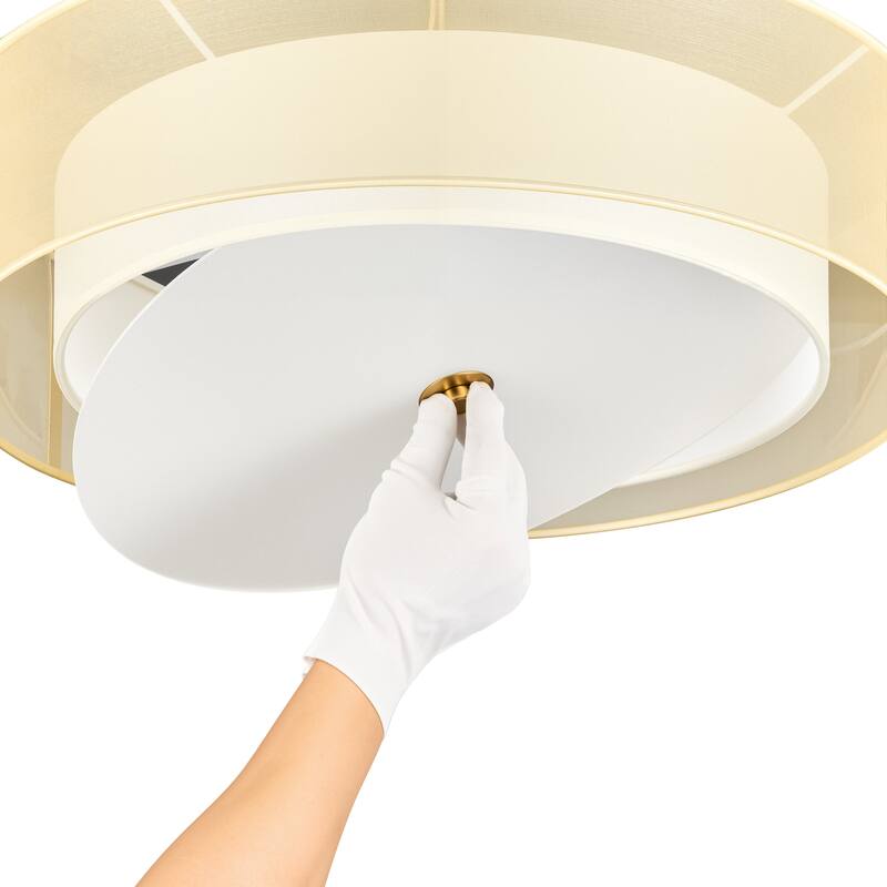 CO-Z 3-Light Antique Bronze Double Drum Pendant Chandelier