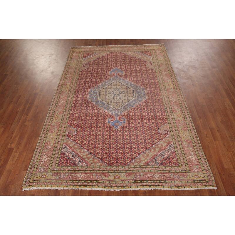 Geometric Tabriz Vintage Persian Area Rug Handmade Wool Carpet - 6'4" x 9'6"