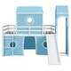 preview thumbnail 8 of 28, Wood Loft Bed with Slide, Blue Tent and Tower