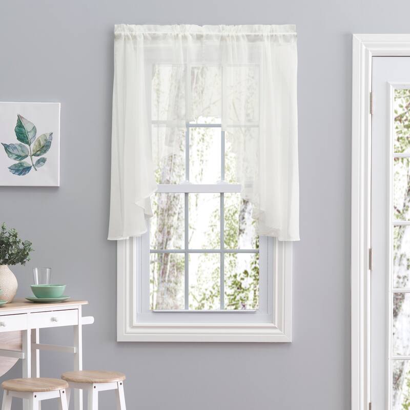 Sea Glass Semi-sheer Rod Pocket Kitchen Curtains - Tier, Swag or Valance (Sold Separately) - Natural - 62"W x 54"L Swag Pair