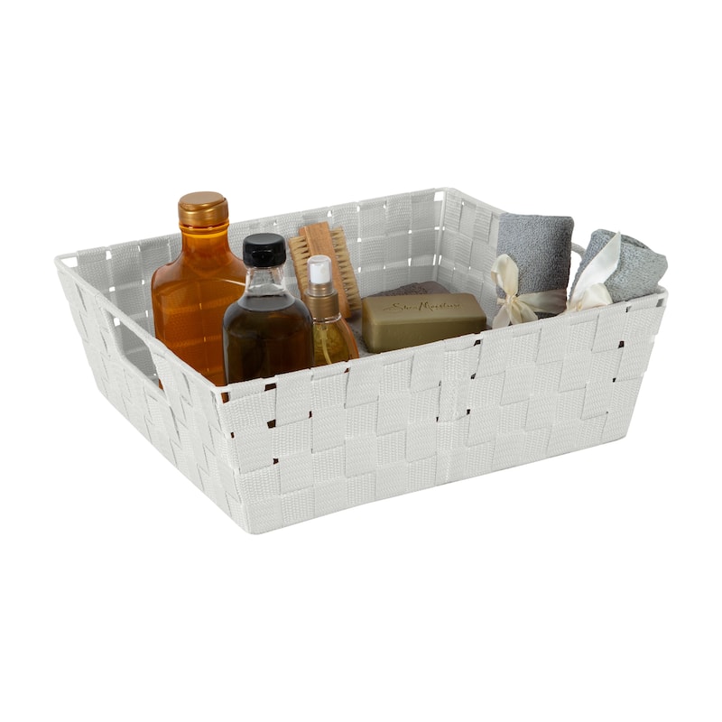 Simplify Large Woven Storage Shelf Bin in Grey - 13"x15"x5"