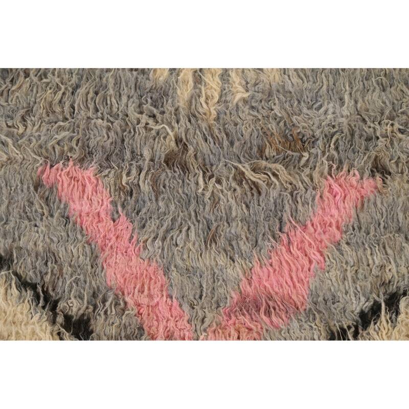 Hand Knotted Oriental 100% Wool Carpet Modern Tribal Greys & Charcoal Moroccan Area Rug - 8' 10'' X 6' 10''