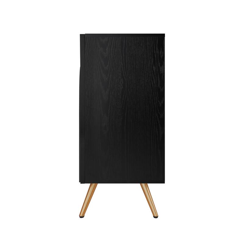 Arch 3D Carved 4 Door Sideboard, Sideboard Buffet Cabinet With Storage, Modern Coffee Bar Cabinet With Adjustable Shelf