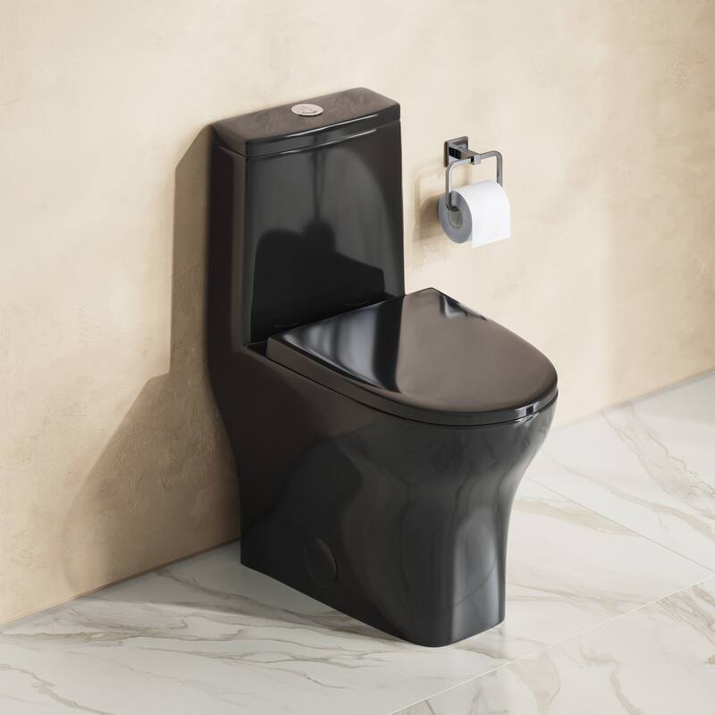 Sublime Ii One-Piece 12" Rough-In 1.1/1.6 Gpf Dual Top Flush Round Compact Toilet In Glossy Black