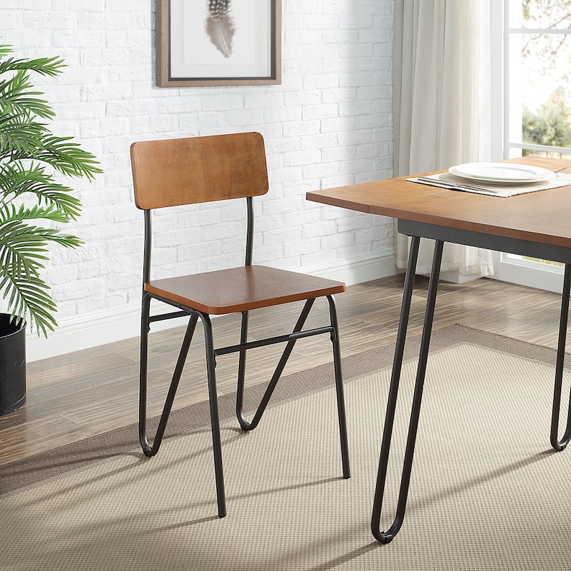 Azalea Park Wood & Metal Side Dining Chair with Hairpin Legs - 16.46 W x 18.5 D x 32.84 H"