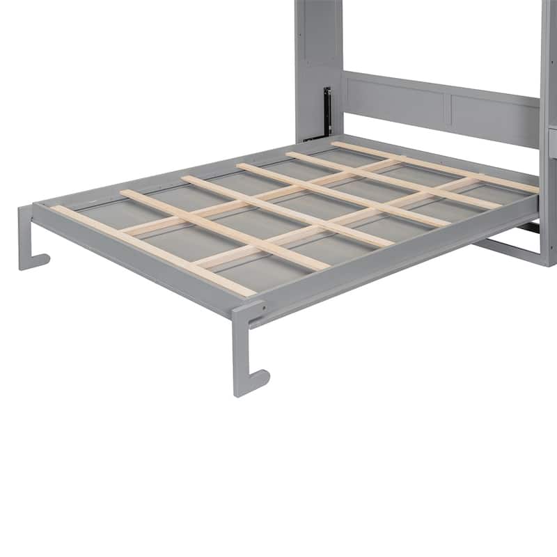 Queen Size Wall Murphy Bed with Desk,Space Saving Foldable Bed