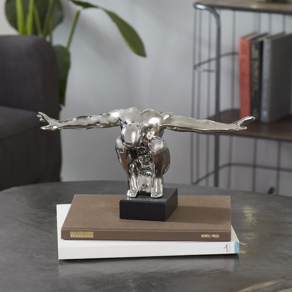 Silver Porcelain Ceramic Diver Decorative Sculpture