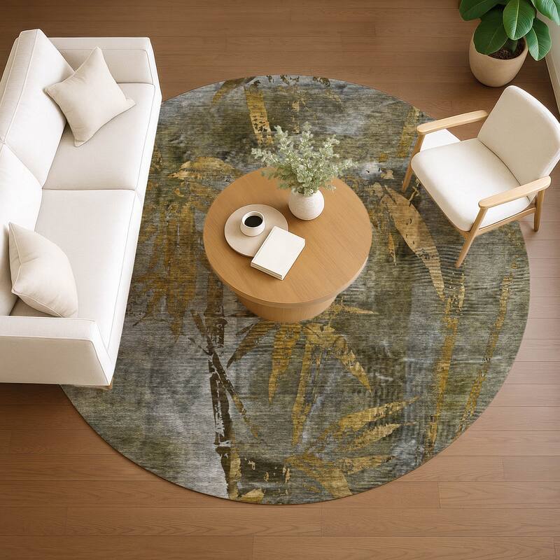 Machine Washable Indoor/ Outdoor Modern Floral Chantille Rug