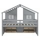 preview thumbnail 23 of 21, Full Size House Loft Bed with Roof & Windows | 4 Storage Drawers, Pine Wood Frame, Safety Guardrails & Ladder
