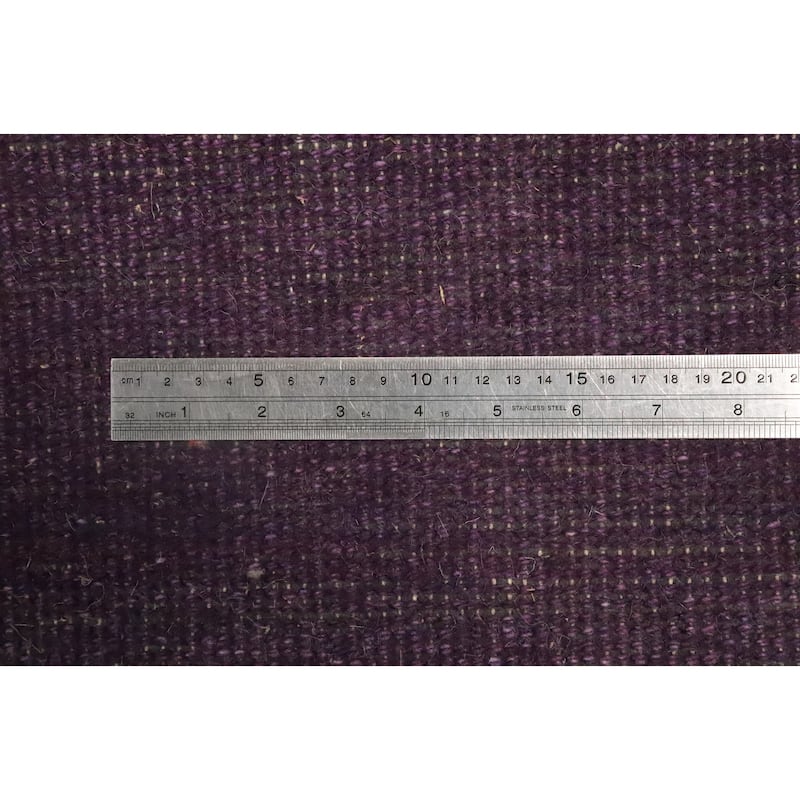 Hand Knotted Oriental 100% Wool Carpet Modern Solid Purples Gabbeh Runner Rug - 4' 7'' X 2' 4''
