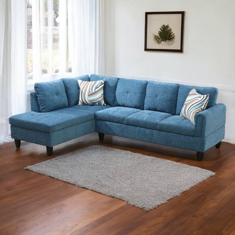 KISRAIS 97" Wide 2-Piece Flannel Sectional Sofa for Small Spaces