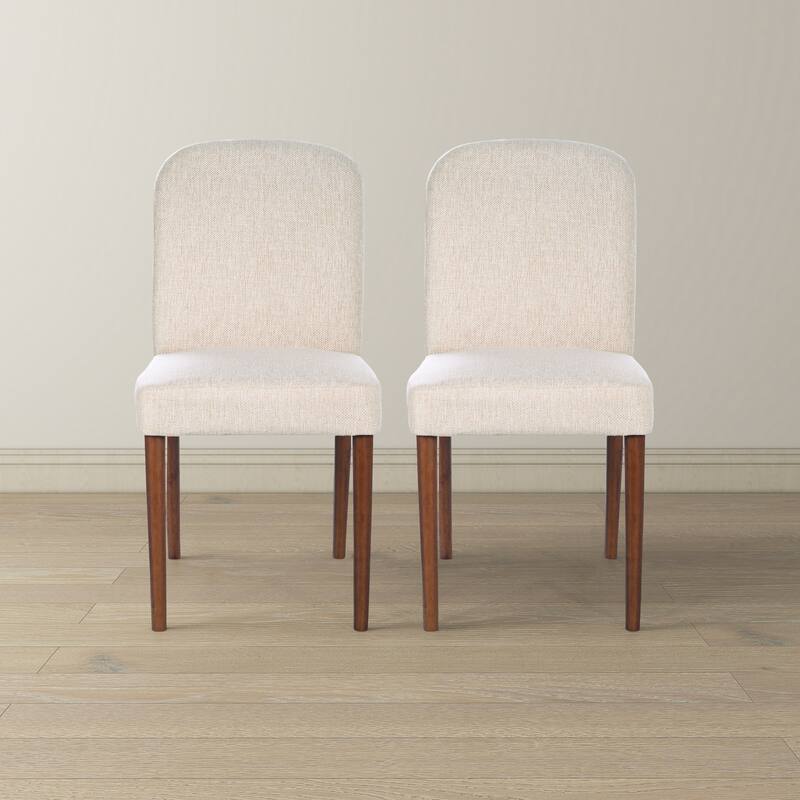 GDFStudio - Capri Modern Fabric Dining Chair with Solid Wood Frame & Linen Blend Upholstered Padded Seat, Set of 2 - 24.6"