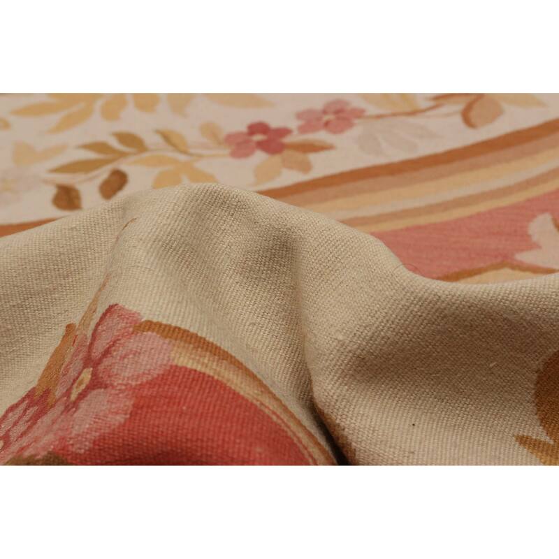 ECARPETGALLERY Flat-Weave Dynasty Ivory Wool Tapestry Kilim - 9'10 x 14'0